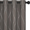 Deconovo Blackout Curtains, Thermal Insulaed Soundproof Drapes, Wave Dots Silver Print, 52 x 95 Inch Long, Set of 2, Machine Washable Window Panel for Sliding Door Bedroom Living Room Nursery, Taupe