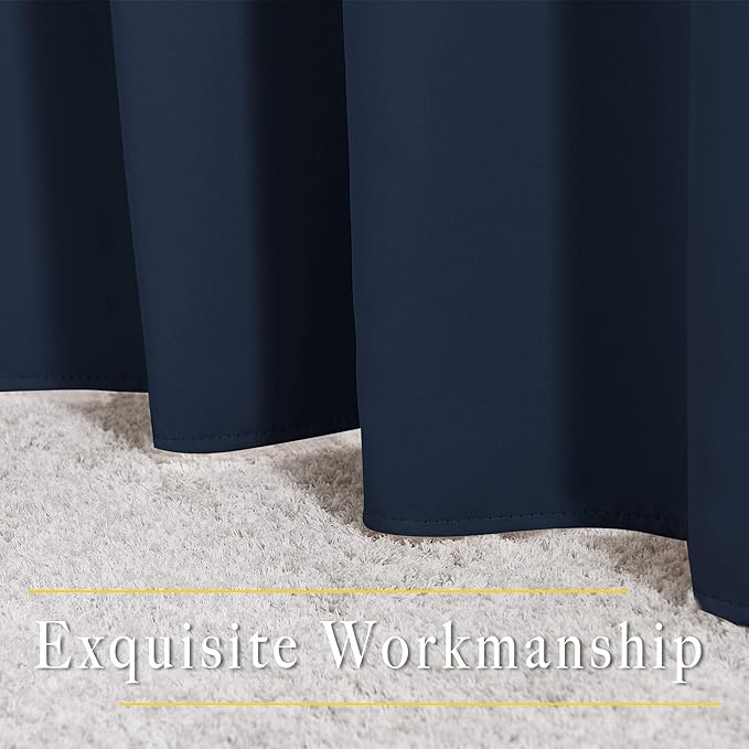 NICETOWN Blackout Curtains and Drapes for Kitchen - Thermal Insulated Solid Grommet Top Blackout Panels/Draperies for Kid's Room (Navy, 1 Pair, W66 x L54)