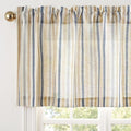 jinchan Valance Curtain Linen Textured Striped Window Curtain for Living Room Light Filtering Farmhouse Valance for Kitchen Rod Pocket 1 Panel 16 Inch Multi Blue on Linen 1 Panel