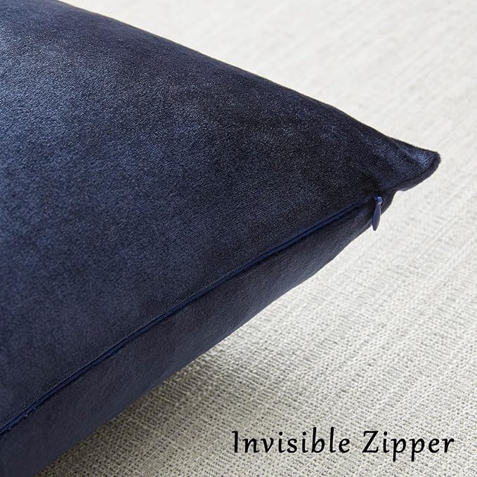 GIGIZAZA Navy Blue Velvet Pillow Covers 18x18,Square Solid Throw Pillow Covers Decorative Modern Pillows Small Vintage Cases for Couch Pack of 2