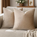 GIGIZAZA Decorative Throw Pillow Covers 26x26,Set of 2 Taupe Square Couch Pillow Covers,Velvet Sofa Boho Cushion Pillows
