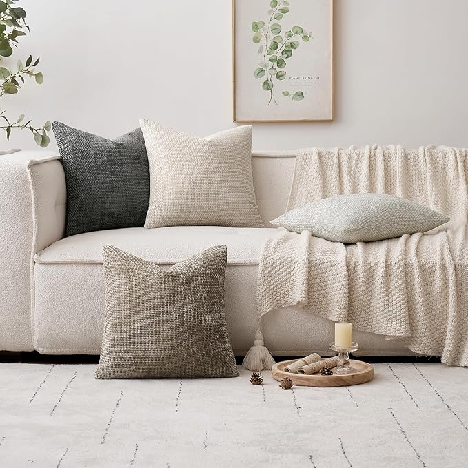 MIULEE Pack of 2 Couch Throw Pillow Covers 18x18 Inch Dark Gray Modern Boho Accent Decorative Pillow Covers Soft Polyester Farmhouse Cushion Covers for Home Decor Bed Sofa Living Room