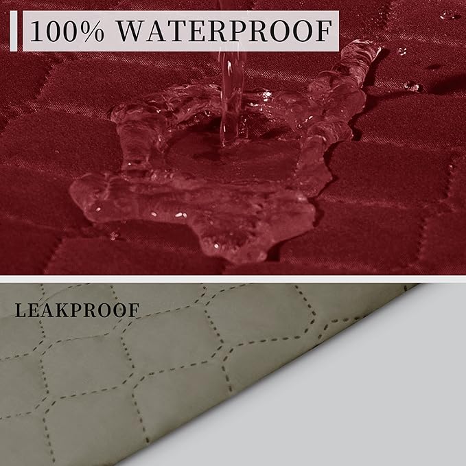 ISSUNTEX Double Protection 100% Waterproof Chair Sofa Cover for Living Room, Reversible Furniture Protector for Dogs, Pets, Kids (Chair, Christmas Red/Beige)