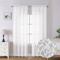 Lecloud Leia White Sheer Curtains 90 Inches Long 2 Panels, Breathable Jacquard Textured Windows Curtains for Bedroom Living Room, Farmhouse Leaves Voile Drapes Dual Rod Pocket, 38 W x 90 L