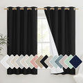 NICETOWN Vintage Open Linen Weave Flax Thermal Curtains, 100% Blackout Curtains 45 inches Long for Dining Room, Soundproof Window Treatment Drapes for Cafe, Black, 52" Wide Per Panel, Set of 2
