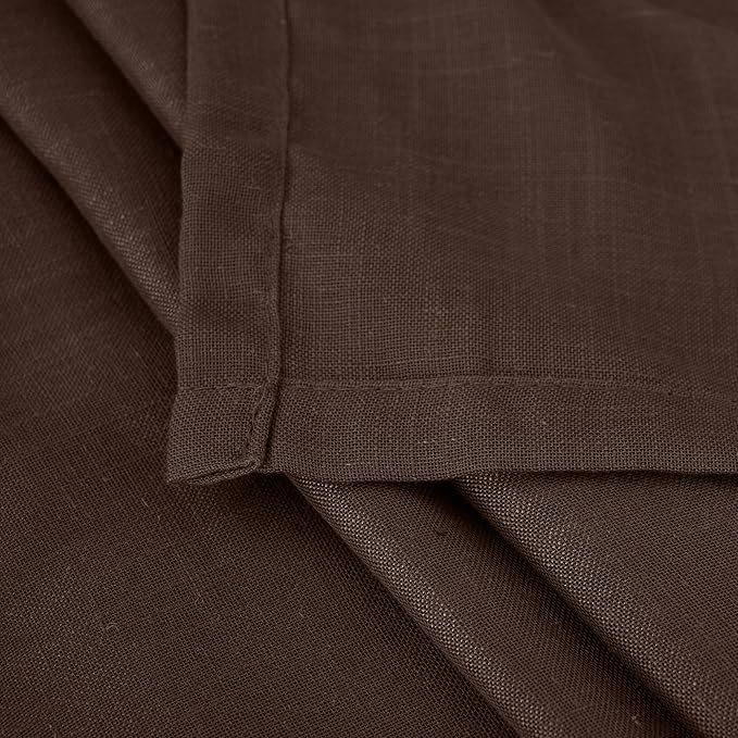 BGment Brown Linen Curtains 63 Inches Long for Bedroom Windows, Sheer Drapes Lightweight Rustic Country Textured for Farmhouse Living Room Decor Rod Pocket, 2 Panels Set, Each 42 Inch Wide