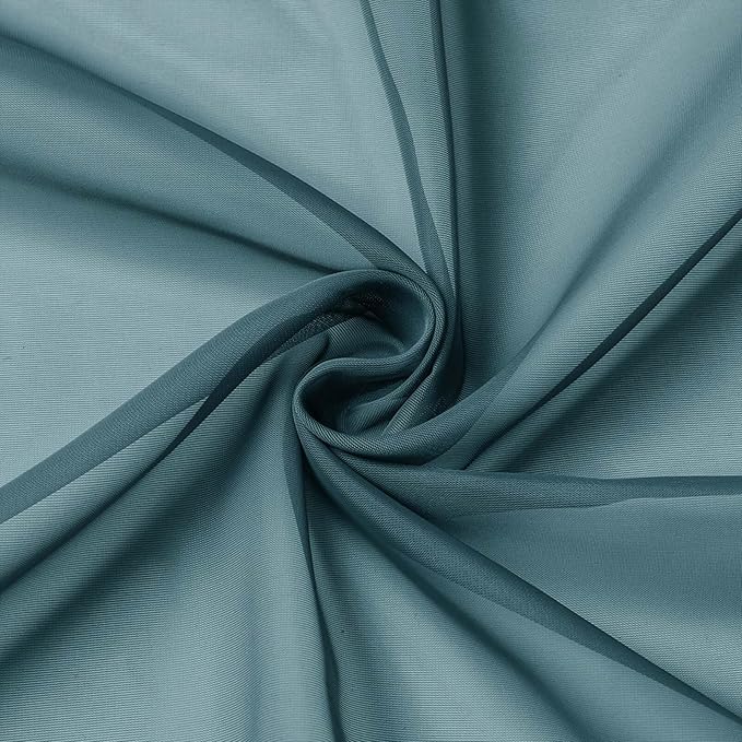 Cafe Curtains 36 Inch Length Tier 2 Pieces, Modern Soft Airy Sheer Kitchen Short Curtains for Small Window, Rod Pocket Small Curtain for Bathroom Basement, Dusty Blue, Each, 42"Wx36"L Inches