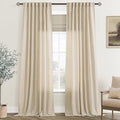 Greyish Beige Linen Curtain 90 inch Length 2 Panels Set Back Tab Light Filtering Living Room Curtain Drapes Home Office Modern Minimalist Decor Farmhouse Boho Neutral Semi Sheer Curtain 90 inch Long