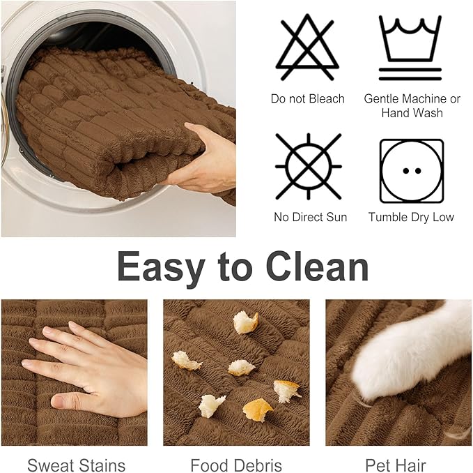 hyha Couch Covers for Dogs Washable, Non Slip Plush Dog Sofa Protectors, Fuzzy Pet Couch Covers for 3 Cushion Sofa Pet Friendly (Brown, 27.6" x 88")