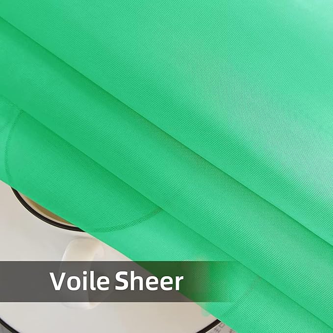 youleyar Solid Sheer Rod Pocket Curtain Voile Draperies 2 Panels White Beige Black Grey Ivory 52 Inch Width 90 Inch Long 1 Pair for Kitchen Bedroom Children Living Room Yard (Grass Green,52Wｘ90L)
