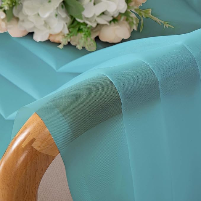 Chyhomenyc Aqua Sheer Curtains 96 inches Long 2 Panels, Light Filtering Soft Airy Solid Elegant Voile Window Treatment Drapes for Bedroom Living Room, 42Wx96L, 8FT L