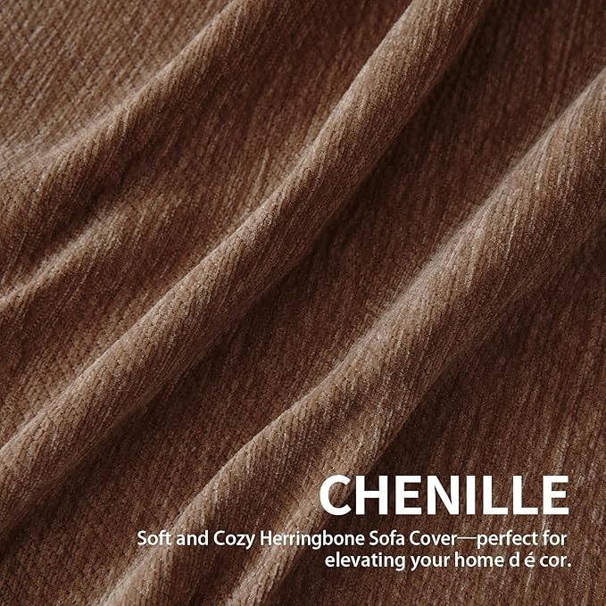 Couch Cover for Dogs, Boho Sofa Covers for 3 Cushion Couch, Chenille Sofa Slipcover for Pets Washable, L-Shape Sectional Couch Cover Soft Throw Blankets with Tassels(91x118,Coffee)
