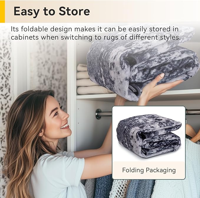 Washable Area Rugs 2'6''x10 Non-Slip Modern Abstract Soft for Living Room Entryway Bedroom Nursery, Print Pattern, Black Navy Blue Gray