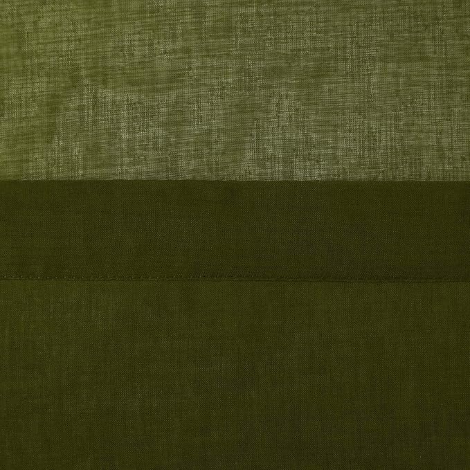 DWCN Olive Green Sheer Curtains Semi Transparent Voile Rod Pocket Curtains for Bedroom and Living Room, 70 x 96 inches Long, Set of 2 Panels