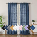 Simplebrand Navy Blue Semi Sheer Curtains 96 Inches Long 2 Panels, Light Filtering Geometric Jacquard Clip Textured Sheer Curtains for Living Room，Modern Elegant Window Curtains Drapes，42x96 inch
