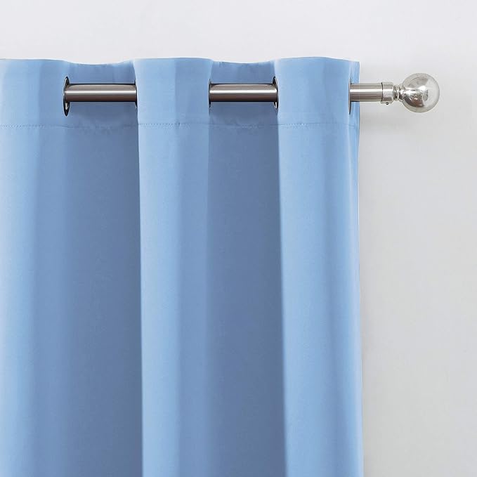 LEMOMO Blackout Curtains 52 x 45 inch/Sky Blue Curtains Set of 2 Panels/Thermal Insulated Room Darkening Bedroom Curtains