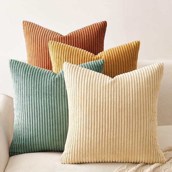 Topfinel Large Decorative Throw Pillow Covers, Soft Velvet Modern Double-Sided Designs Euro Shams Set of 4, Mix and Match for Home Decor, Pillow Inserts Not Included (24x24 inch, Orange/Teal)
