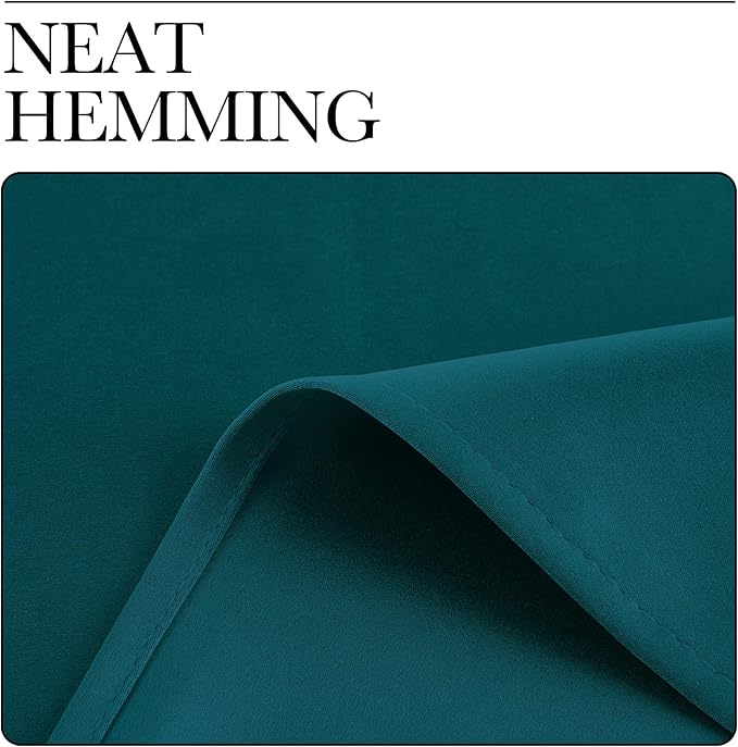 NICETOWN Teal Blackout Cafe Faux Silk Curtains for Small Windows, 42" Wide by 63" Long, 2 Panels, Rod Pocket Thermal Insulated Blackout Satin Drapes for Bedroom