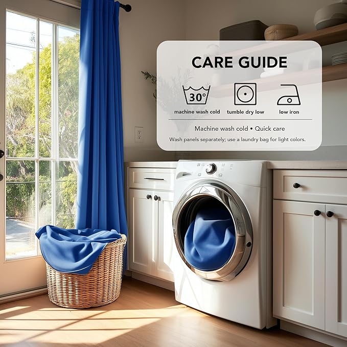 Deconovo Blackout Curtains, Thermal Insulated, W52 x L72 2 Panels, Back Tab, Machine Washable, Room-Darkening Drapes for Bedroom/Living Room Royal Blue