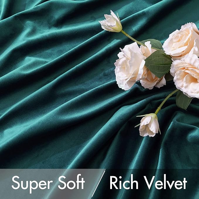 MIULEE Velvet Curtains 90 inches 2 Panels Luxury Blackout Curtains for Bedroom Living Room Thermal Insulated Home Decor Super Soft Elegant Christmas Window Drapes Rod Pocket & Back Tab, Emerald Green