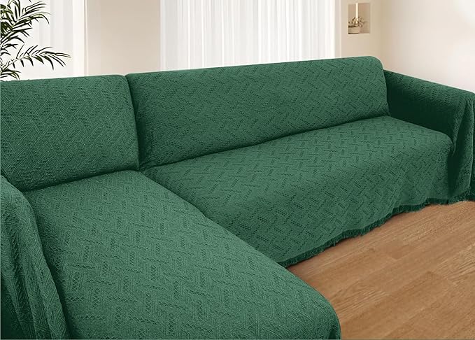 HOMERILLA Christmas Couch Covers,Sectional Couch Covers L Shaped Sofa Cover Blanket 2 Pieces L Shape Sofa Decoration Protector for Pets Dogs(Vintage Green, XXX-Large)
