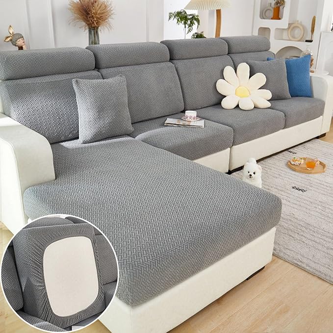 Sofa Covers Couch Covers for Sofa Pet Friendly Couch Cushion Covers Universal Sofa Covers Washable Stretch Slipcovers for Sectional Sofa (Texture Gray,Extra Large Single Seat Cover)
