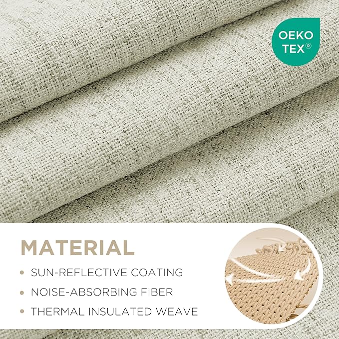 Joydeco Linen Blackout Curtains for Bedroom - 100% Light Blocking 1 Panels, Light Beige Drapes 100" W x 84" L, Thermal Insulated Room Darkening Curtains for Living Room, Rod Pocket & Back Tabs