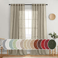 MIULEE Oatmeal Linen Curtains 96 Inches Long 2 Panels for Bedroom Living Room, Soft Thick Linen Textured Natural Window Drapes Semi Sheer Light Filtering Back Tab Rod Pocket Burlap Look Decor