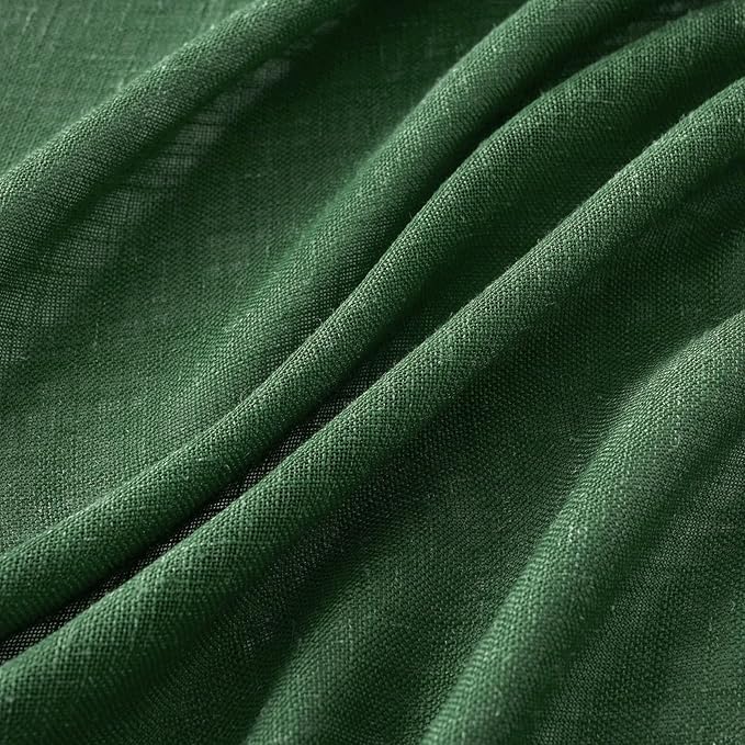 MIULEE Emerald Green Linen Curtains 120 Inches Long for Bedroom Living Room, Christmas Soft Thick Linen Textured Window Drapes Semi Sheer Light Filtering Back Tab Rod Pocket Burlap Look, 2 Panels