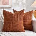 Fancy Homi 2 Packs Rust Decorative Throw Pillow Covers 20x20 Inch for Living Room Couch, Rustic Farmhouse Boho Home Decor, Soft Corss Corduroy Patchwork Accent Terracotta Square Cushion Case 50x50 cm