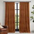 RYB HOME Orange Velvet Curtains 102 inches with Hook Belt, Soft Fabric Room Darkening Thermal Insulated Luxurious Home Decor Curtains for Living Room Bedroom, W 52" x L 102", 2 Panels Set