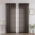 Chyhomenyc Chocolate Sheer Curtains 84 Inch Length 2 Panels Set, Light Filtering Tufted Textured Soft Airy Rod Pocket Gentle Leaf Window Treatment Drapes for Bedroom Living Room, 52" Wx84 L, 2PCS