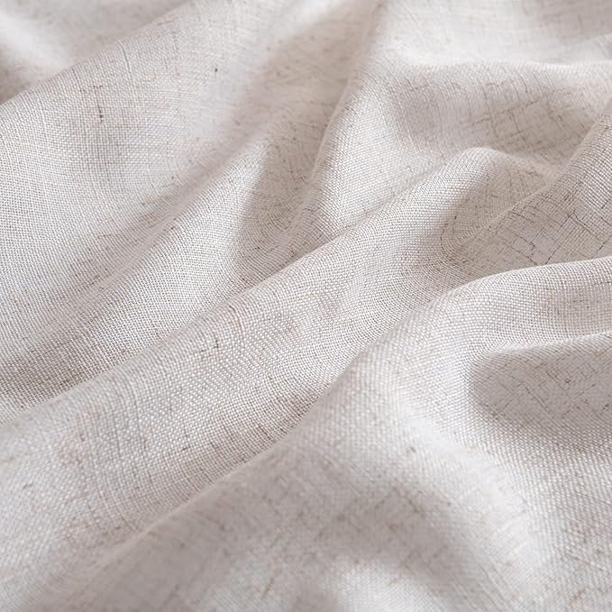 MIULEE Natural White Linen Curtains 105 Inch Length 2 Panels for Bedroom Living Room, Soft Thick Linen Textured Window Drapes Semi Sheer Light Filtering Back Tab Rod Pocket Burlap Look Decor
