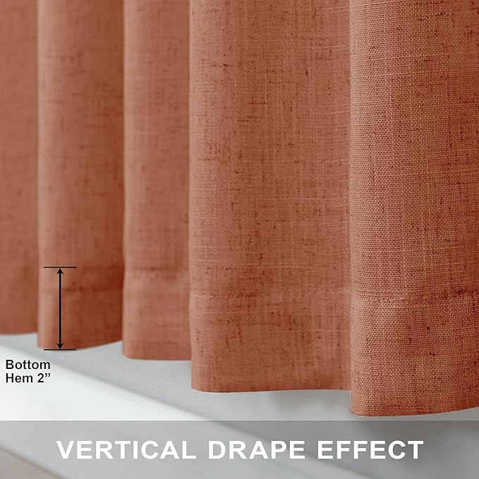 Pitalk 63 Inch Curtains for Living Room Dining Room Linen Sheer Colorful Hippie MCM Boho Abstract Mid Century Modern Curtains for Bedroom 2 Panels Terra cotta Rust Colored Fall Decor 52x63 Inches Long