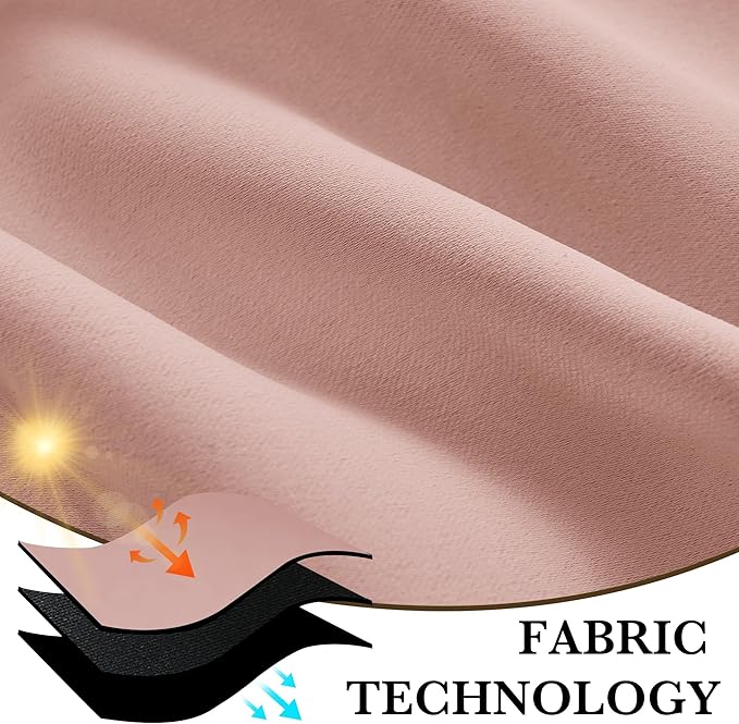 RYB HOME 100% Blackout Short Curtains for Small Window, Thermal Insulated Total Room Darkening Noise Reducing Curtains for Kitchen Bathroom Basement, 42 inches Wide by 48 inches Long, Peach Pink