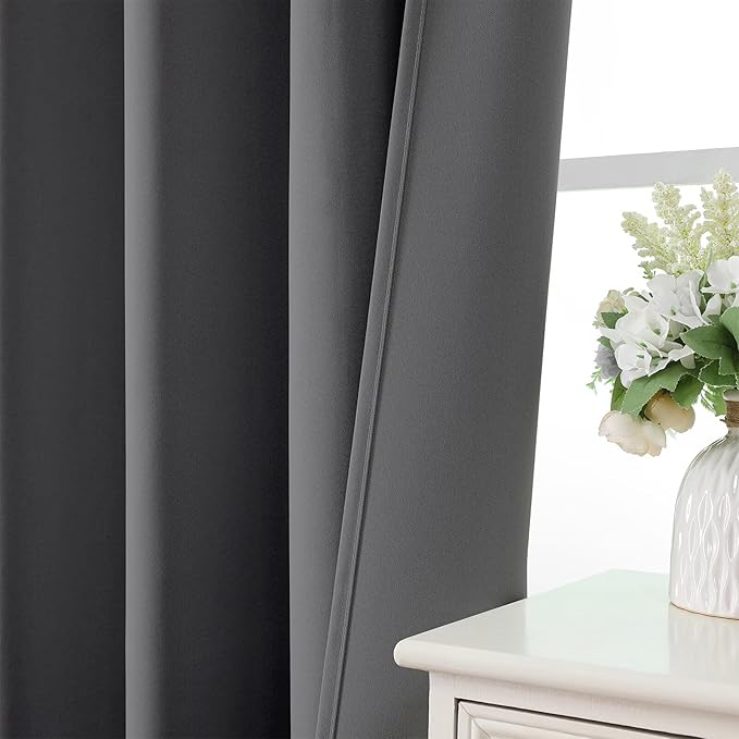 CUCRAF Light Grey Blackout Curtains 96 inch Length 2 Panels Set, Rod Pocket Room Darkening Drapes for Bedroom Living Room, Insulated Thermal Light Blocking Window Curtain (W52 x L96 Inch)