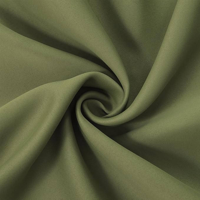 LEMOMO Olive Green Thermal Blackout Curtains/52 x 108 Inch/Set of 2 Panels Room Darkening Curtains for Bedroom
