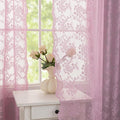 YJ YANJUN Vintage Lace Curtains 84 Inches Long-Victorian Floral Pattern Lalic Sheer Curtain Panels for Living Room Bedroom,Light Filtering, Cute Girls Drapes 2 Panels 52W x 84L Purple Blush