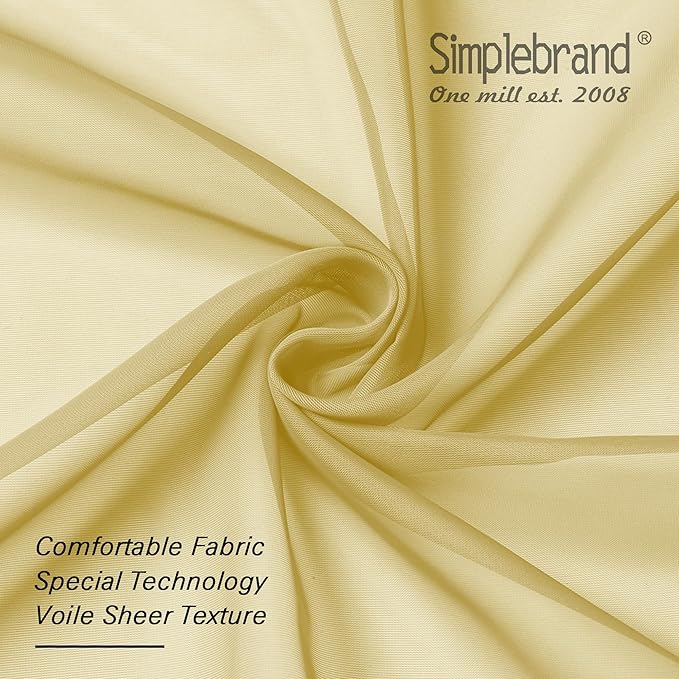 Simplebrand Yellow Sheer Curtains 84 Inches Long, Light Filtering Rod Pocket Solid Color Window Sheer Curtain Panels, Elegant Curtains & Drapes for Living Room, Bedroom 2 Panels (42" W x 84" L)