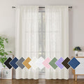 Simplebrand Ivory Semi Sheer Curtains 84 Inches Long 2 Panels, Light Filtering Geometric Jacquard Clip Textured Sheer Curtains for Bedroom，Modern Elegant Window Curtains Drapes，42x84 inch