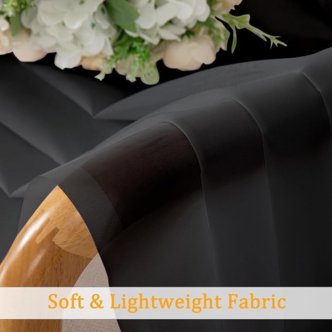 Gwine Black Sheer Curtains 108 Inches Long 2 Panels Set, Voile Light Filtering Window Treatment Drapes for Living Room Bedroom Canopy, Each 42Wx108L inches, 9 Ft, Black