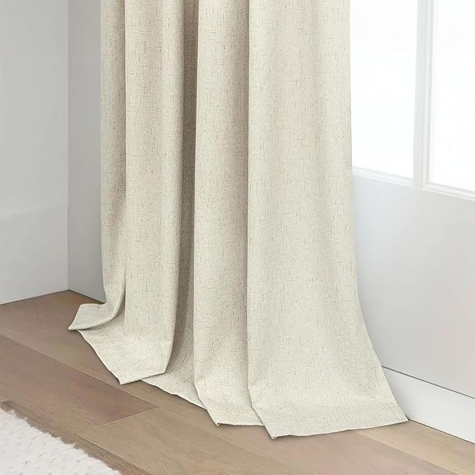 Short Small Blackout Curtains 54 Inches Long for Bedroom Aesthetic Beige Linen Colored Boho Black Out Curtains Insulated Thermal Curtains for Summer Heat Blocking Basement Bathroom Window 52x54 Length