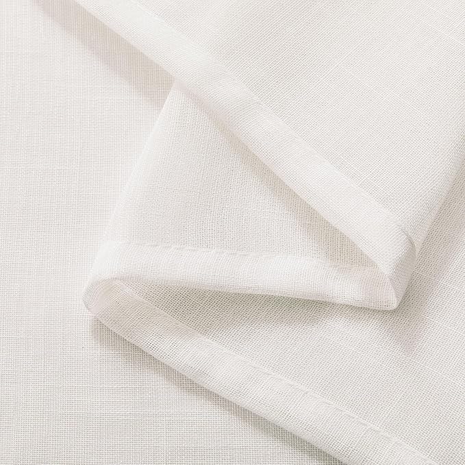 Joydeco Sheer Curtains 84 Inches Long, Cream Curtains for Living Room 2 Panels Set, Ivory Curtains Window Privacy Assured with Light Filtering(W52 x L84 Inch,Ivory)