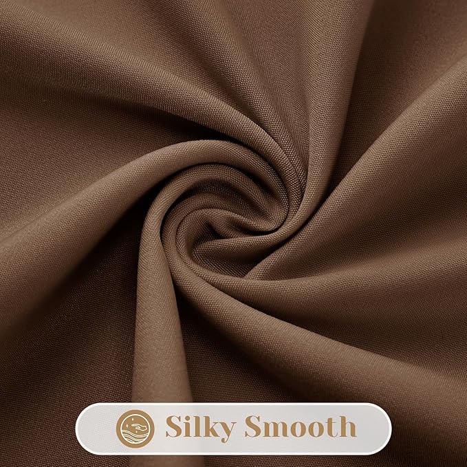 HOMEIDEAS Non-See-Through Brown Privacy Sheer Curtains, 52 X 72 Inches Long 2 Panels Sheer Curtains Light Filtering Window Drapes for Bedroom Living Room