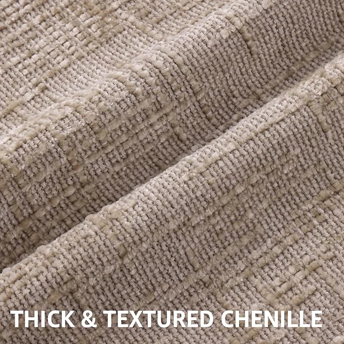 decorUhome Oatmeal Chenille Euro Sham Throw Pillow Covers 22x22 Set of 2 Textured Soft Cozy Slubby Couch Pillow Covers Modern Farmhouse Boho Decorative Pillow Cases for Bed Sofa Living Room