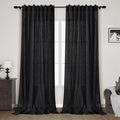 Linen Black Curtains 135 inch Extra Long for Living Room Back Tab Light Filtering Semi Sheer Drapes Modern Farmhouse Coastal Decor Cotton Textured Curtain for Floor to Ceiling High Window 52x135