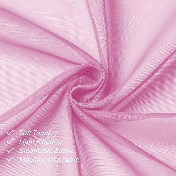 Lecloud Light Pink Sheer Curtains 78 Inches Long 2 Panels Set, Soft Voile Light Filtering Curtain, Airy Window Drapes with Rod Pocket for Living Room Bedroom Dining Room, Each Panel 42" W x 78" L