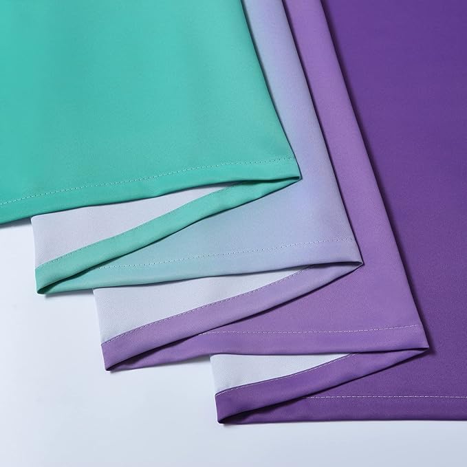 Yakamok Ombre Teal and Purple Curtains for Bedroom, Gradient Room Darkening Curtains 84 inches long,Grommet Thermal Insulated Light Blocking Window Drapes/Curtain for Living Room,52 x 84 Inch,2 Panels
