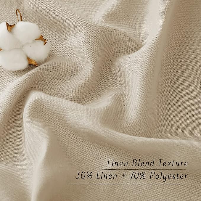 NICETOWN Rustic Linen 132 inch Long Curtains for Living Room, Grommet Privacy Added Thick Linen Weave with Light Filter Window Curtains & Drapes for Bedroom, Angora, W55 x L132, 2 Panels