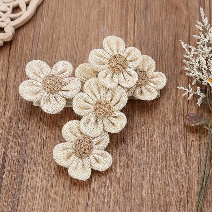 KLOGTSIND Flower Curtain Tiebacks, 4 Pack Boho Curtain Ties Elegant Three Flower Curtain Holdbacks, Decorative Window Treatment Tie Backs for Cute Bedroom Decor, Girl Nursery Decor, Farmhouse Decor